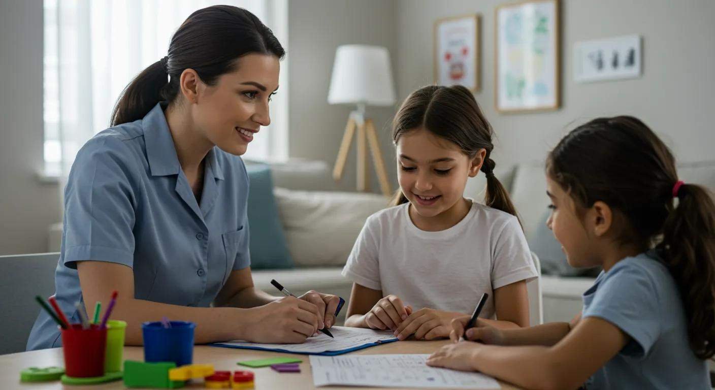 a focused and inviting indoors setting showcases a registered behavior technician engaged in tailored aba therapy with a child, surrounded by educational materials and tools, emphasizing the importance of personalized intervention in a supportive home environment. a focused and inviting indoors setting showcases a registered behavior technician engaged in tailored aba therapy with a child, surrounded by educational materials and tools, emphasizing the importance of personalized intervention in a supportive home environment.