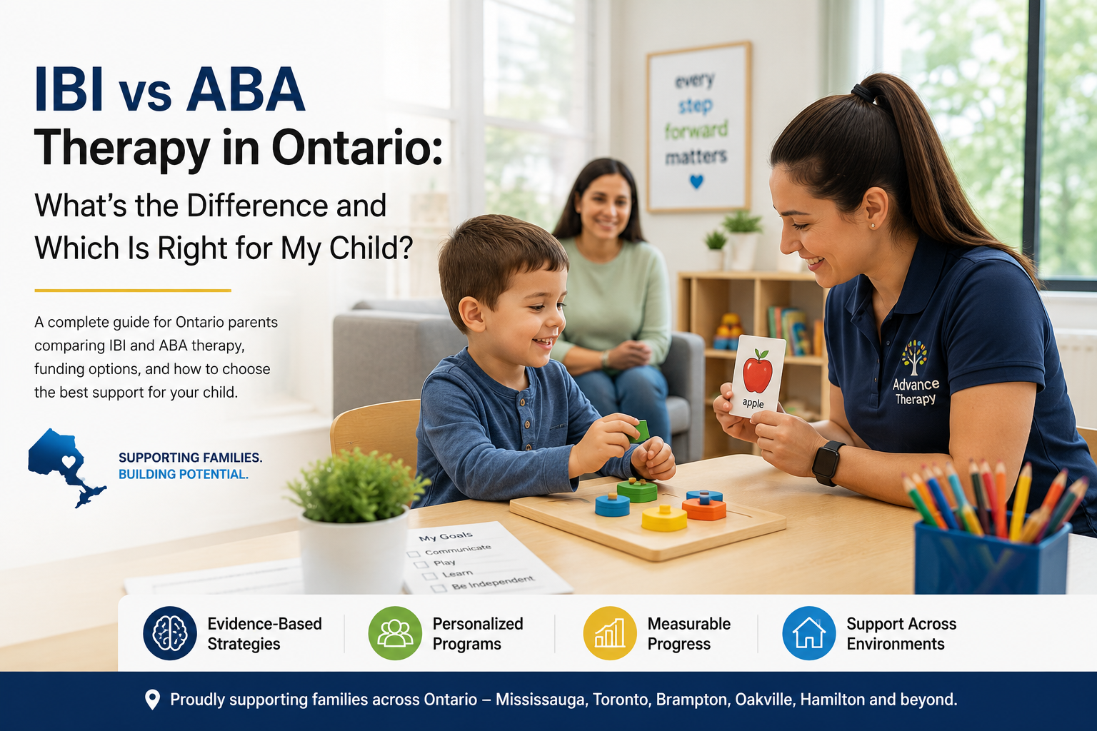 IBI vs ABA Therapy in Ontario: Key Differences & What's Right for Your Child | Advance Therapy 1 Child receiving one-on-one autism therapy in Ontario – IBI vs ABA therapy in ontario comparison