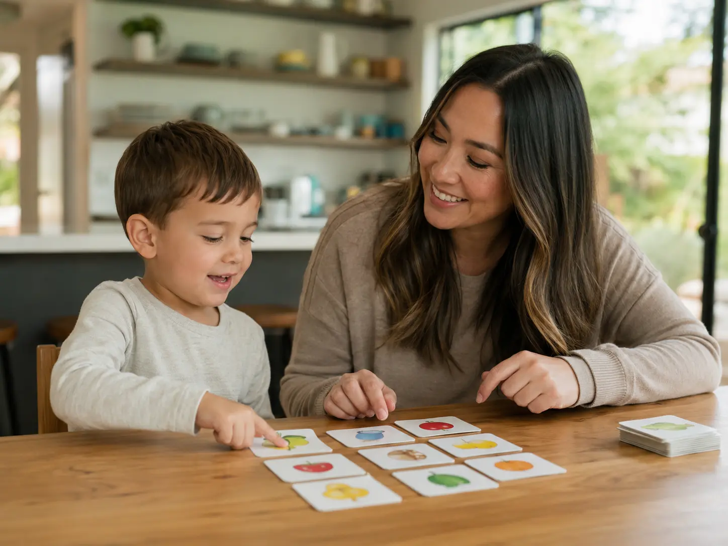 Certified ABA therapist working one-on-one with a child during an in-home therapy session in Burnaby