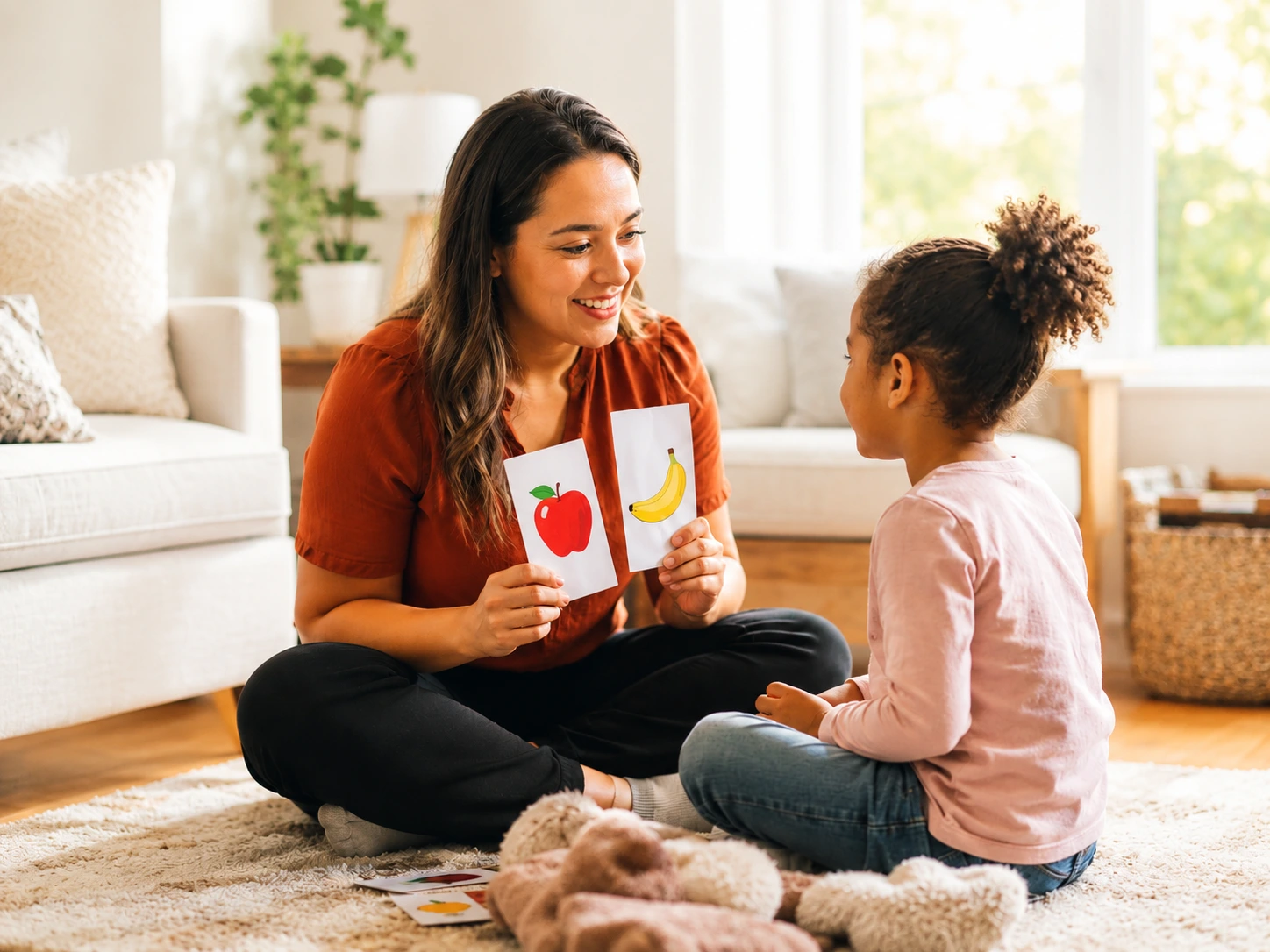 Certified ABA therapist working one-on-one with a child during an in-home therapy session in Vaughan