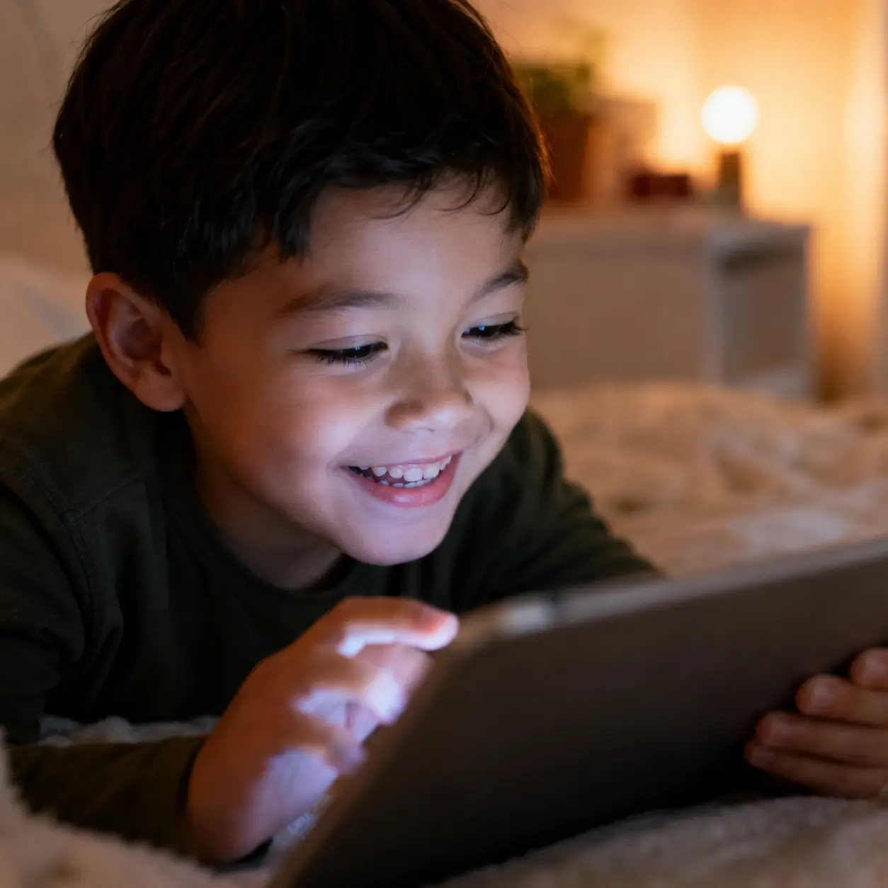 Child engaging with an interactive activity during a virtual therapy session