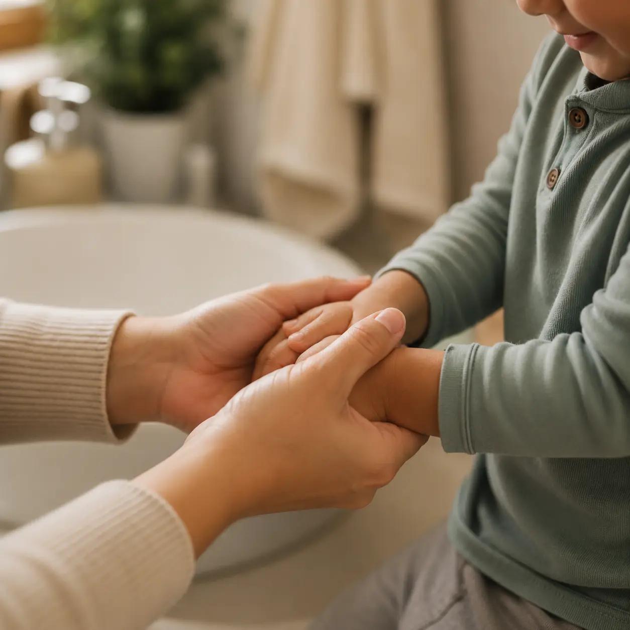Parent and child bonding during a daily routine supported by parent coaching